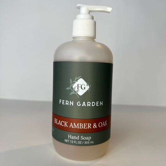 Black Amber & Oak natural handmade hand soap with rich woody aromatherapy scent