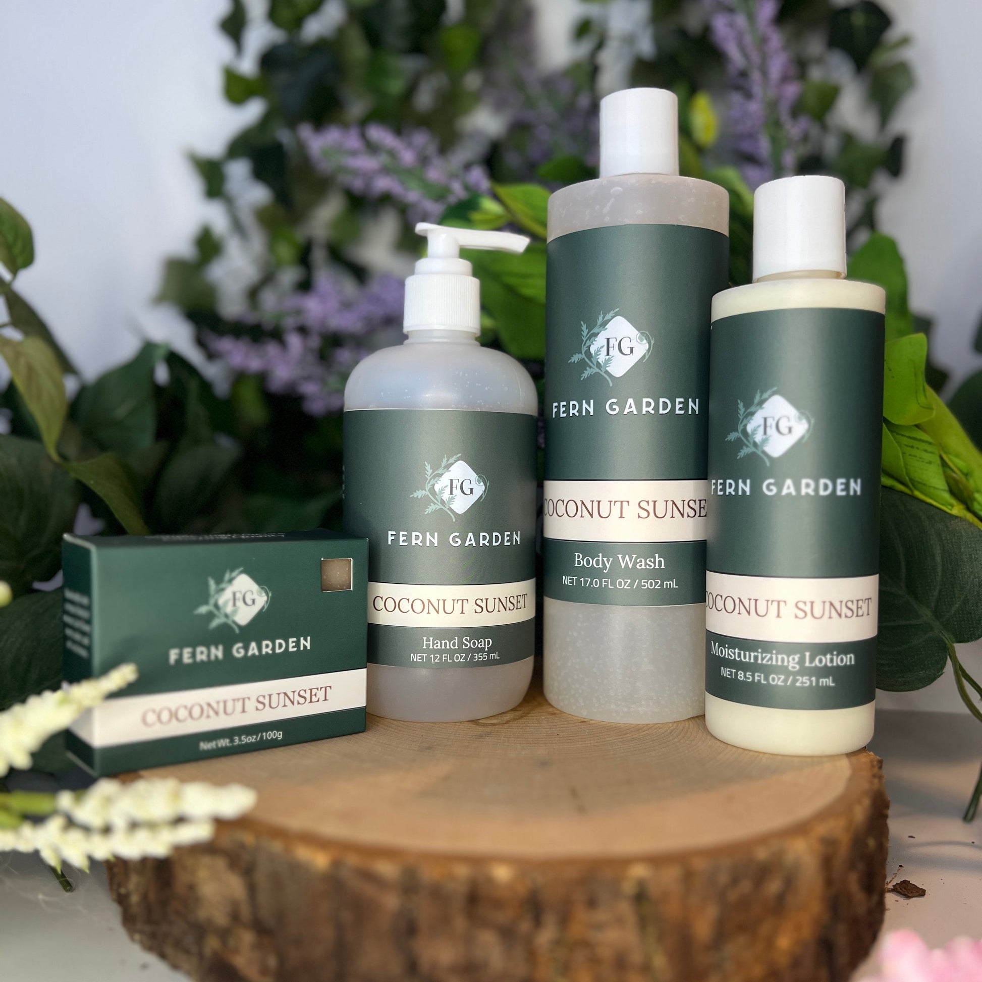 Coconut Sunset natural handmade soap gift set with tropical aromatherapy products